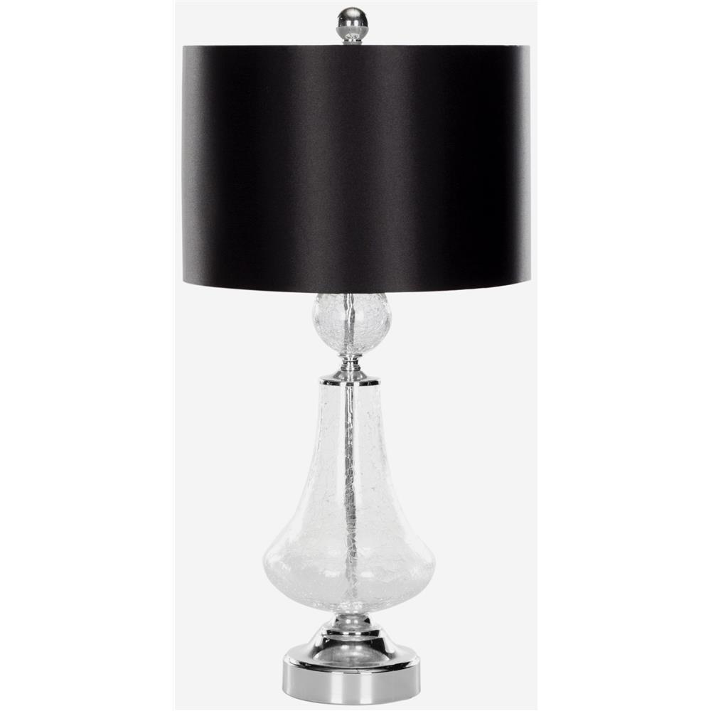 Safavieh LIT4047A MERCURY CRACKLE GLASS/BLACK SATIN SHADE SILVER NECK TABLE LAMP